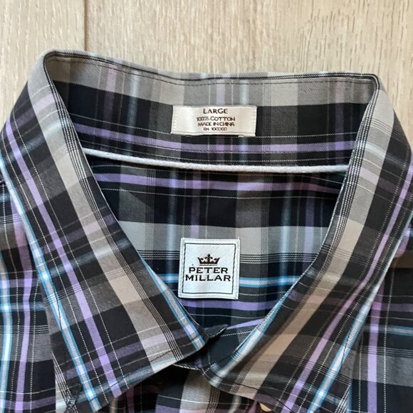 Peter Millar Mens Large Plaid Button-Down Shirt - Picture 2 of 9